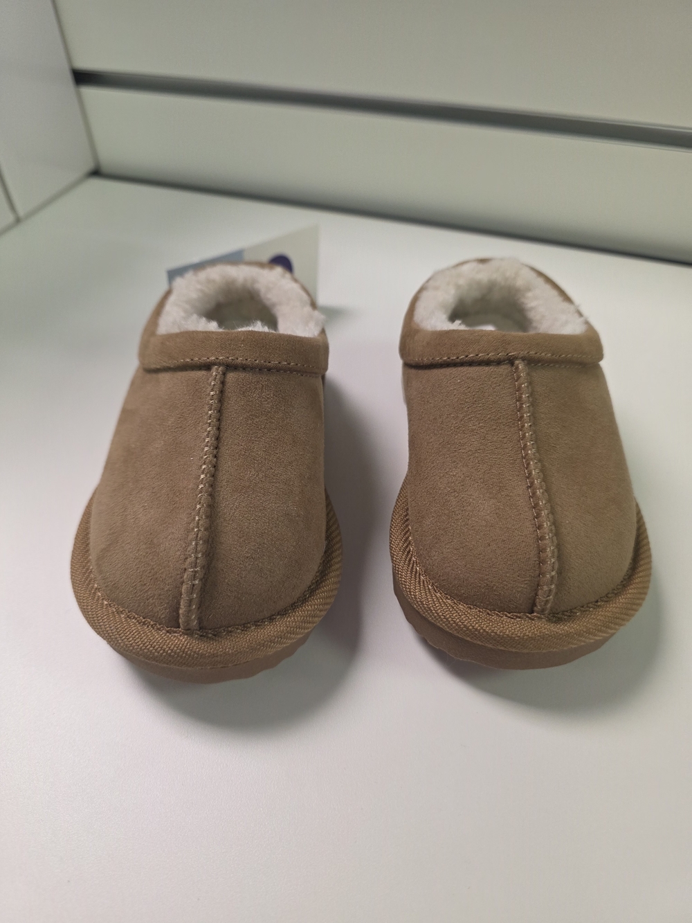 Cat & Jack Tan Suede-Look Cozy Slip-On Slippers
